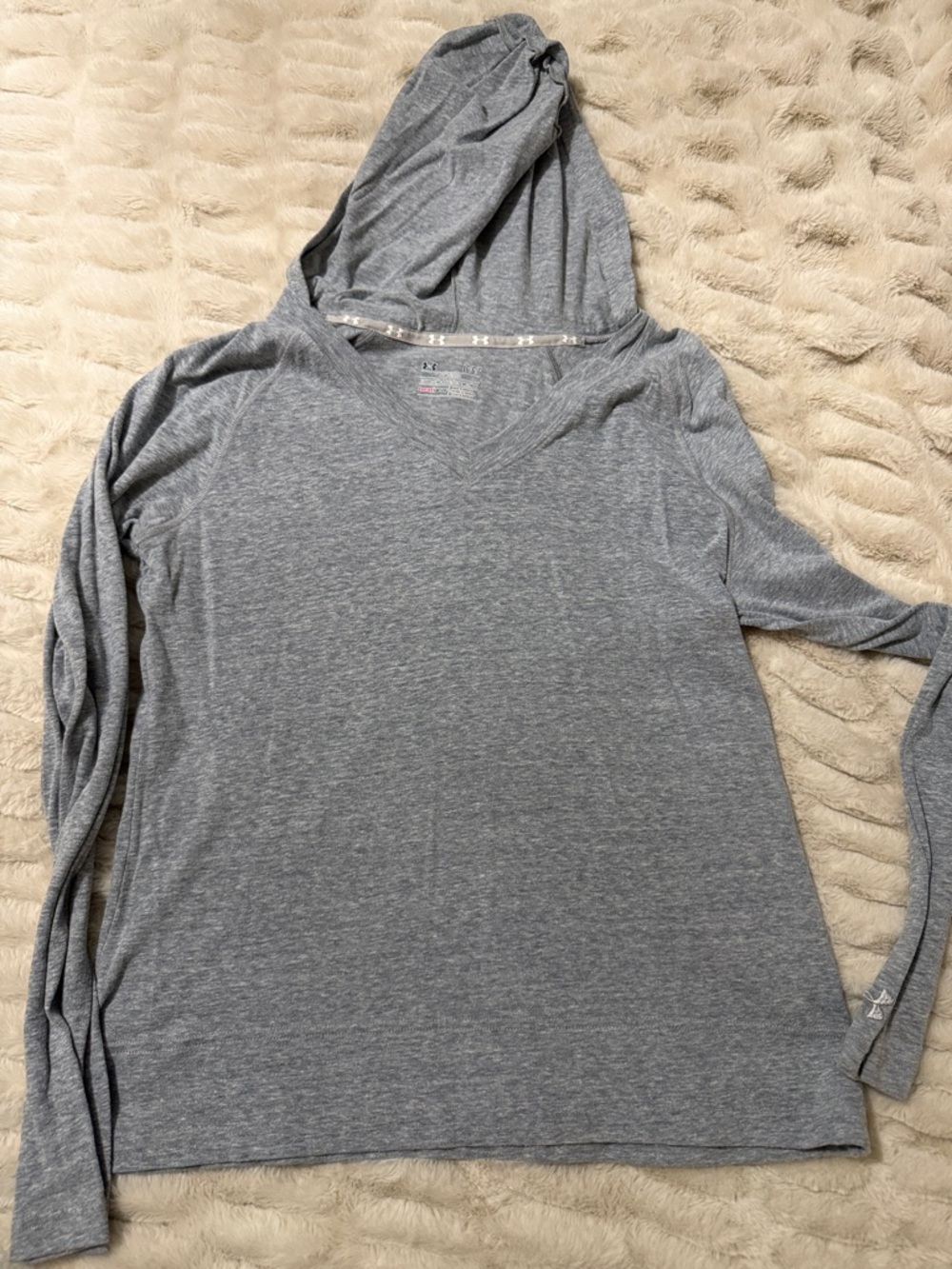 Under Armour Heather Gray Hooded V-Neck Pullover